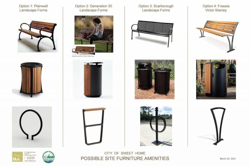 benches, trash bins &amp; bike racks